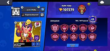 Məhsul: Brawl Stars oyun hesabı Xüsusiyyətlər: - Kupa yolu: 107,379