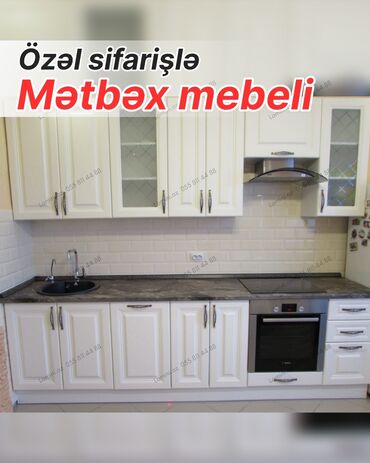 стол кухонный из дерева: Özəl sifarişlə hazırlanmış mətbəx mebeli - Klassik üslubda ağ rəngli