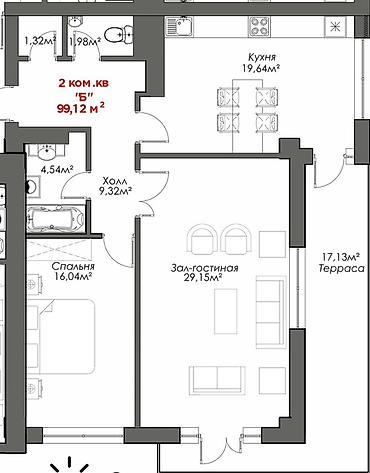жк испанский дом: 2 комнаты, 99 м², Элитка, 5 этаж, ПСО (под самоотделку) — 2