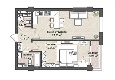 квартиры псо: 1 комната, 64 м², Орто-Сай с. Элитка, 4 этаж, ПСО (под самоотделку) — 2