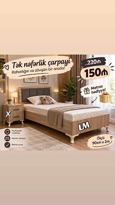 Tək nəfərlik çarpayı – rahatlıq və zövq bir arada - Ölçü: 90 x 200 sm