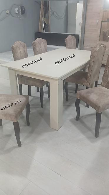 ders masa: Qonaq otağı üçün, Yeni, Açılmayan, Dördbucaq masa, 6 stul — 4