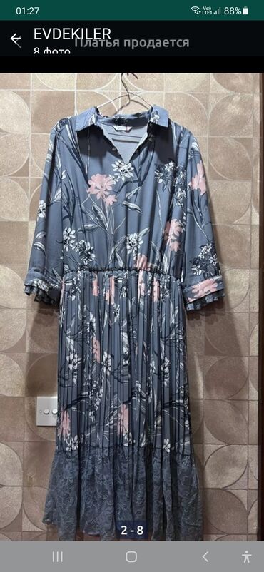 женские платья из двунитки: Коктейльное платье, Миди, XL (EU 42)