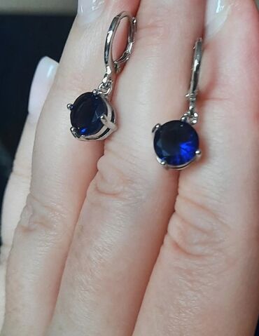 Наборы украшений: Комплект из серебра 925 пр💫. серьги + цепочка с кулончиком. вставка — 12