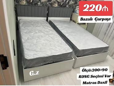 матрас 200 на 200: Bazalı çarpayı – 220₼ - Ölçü: 200×90 sm - Matras daxildir - Rəng — 1