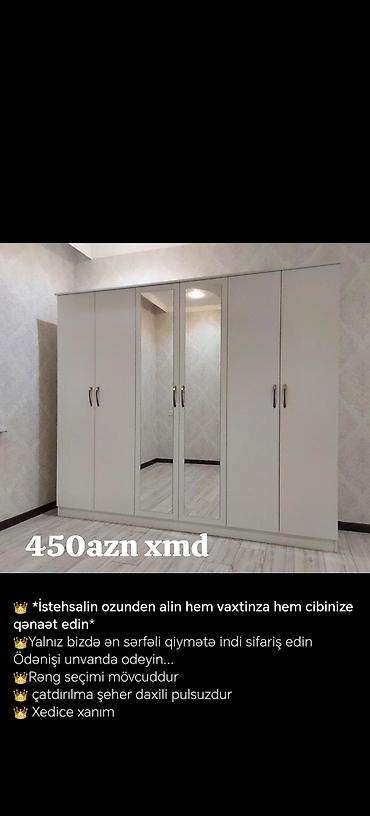 paltar dolap: Güzgülü, dörd qapılı qarderob. Dolabın dörd çekmecesi var. Yataq otağı — 9