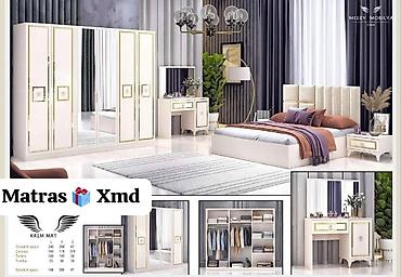 Masa və oturacaq dəstləri: Masa və 6 stul dəsti – Xmd • Komplekt: 1 yemək masası + 6 ədəd stul — 230