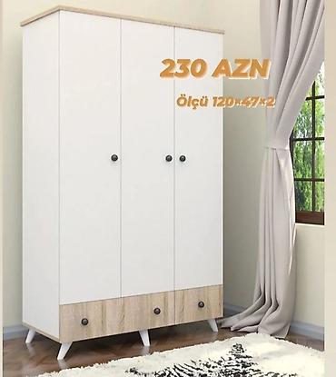 Yeni, 3 qapılı, Siyirməli, Ağ, Açılan, Düz dolab