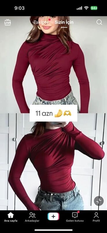 stoyka varatnik koynekler: Qadın bluz/kofta – bordo rəng - Model: Uzunqollu, boğazı yarı-yüksək -