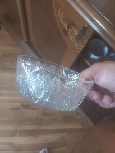 Cutu 30 mnt Kəsimli şüşə qab - Material: qalın, şəffaf şüşə - Dizayn
