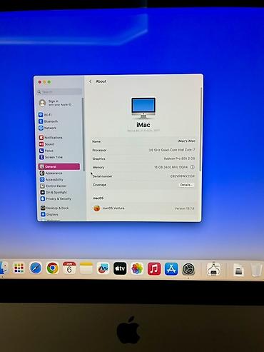 macbook 13 inch 2017: Apple iMac 2017 21.5inch 4K i7-7700 Ram: 16gb Yaddaş: 1TB SATA HDD — 4