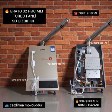 ikinci el pitminutka: ERATO 32 həcmli turbofanlı su qızdırıcı – ocaqlığı mini kombi qazanı