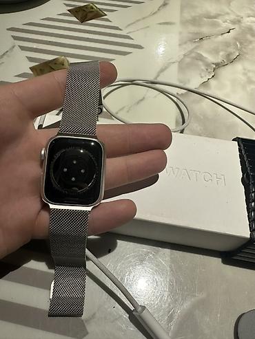 apple whatch 3: Apple Watch seria 9 (41mm) (alüminium gövdə, gümüş rəng) + aksesuarlar — 3