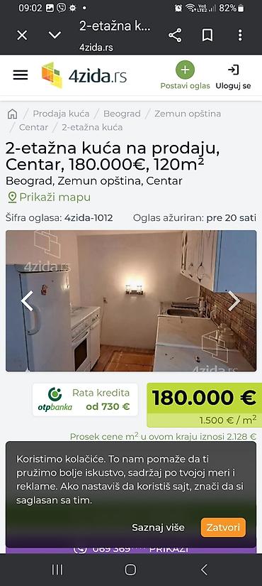 Kuće na prodaju: Dvoetažna kuća, 120 m², Beograd – Zemun, Centar - Raspored: dve etaže — 12