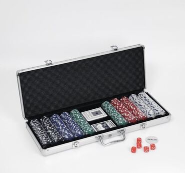 Настольные игры: Покер в металлическом кейсе (карты 2 колоды, фишки 500 шт, без
