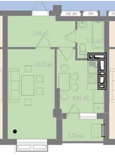 сдаю 1 комнатную квартиру политех: 1 комната, 42 м², Элитка, 9 этаж, ПСО (под самоотделку)