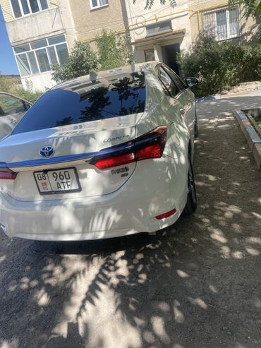 авто из кореи в наличии в бишкеке: Toyota Corolla, белый седан. Характеристики и оснащение, видимые на