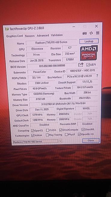 ревизия: Видеокарта для ПК, Б/у, AMD, Radeon RX, 8 ГБ — 6