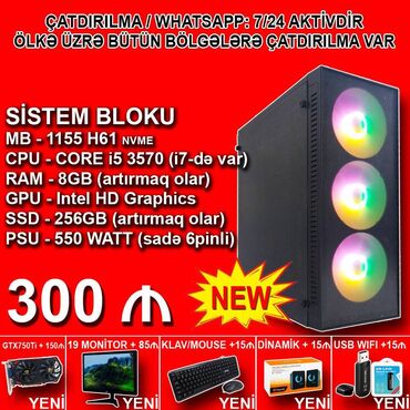 Masaüstü kompüterlər və iş stansiyaları: Sistem Bloku "Mini ATX 340-14 DDR3 1155 H61/Core i5 3570/8GB Ram/256GB