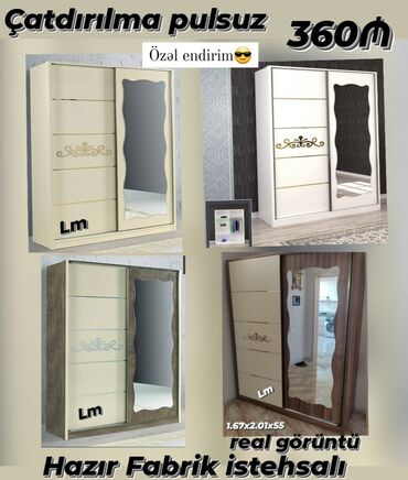 güzgülü dolab: _*kupe dolab*_ _*fabri̇k i̇stehsali*_ qiymət : *360₼* ölçü