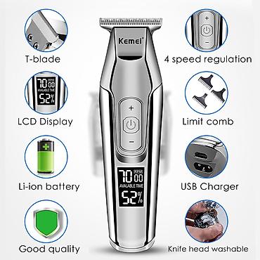 sns makinesi: Professional Trimmer Kemei 5027 - 4 Sürətli - 5500-7000RPM / 2000MAH - — 2