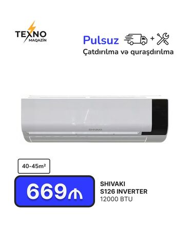 kondisioner tcl: Kondisioner Shivaki, 40-45 kv. m, Split sistem, Kredit yoxdur, Pulsuz quraşdırılma