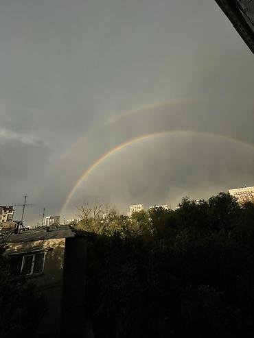 художество: Фотопринт “Двойная радуга над городом” - Авторская фотография с — 1