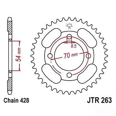 raspon rupa: Zupčanik JTR 263 dizajniran za lanac tipa 428. Ovaj zupčanik ima — 1