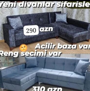 Sifarişlə masa və oturacaq dəstləri: Künc divan, Yeni, Açılan, Bazalı