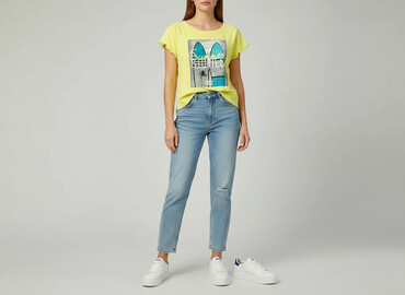 reserved koszulka w paski: Cropp, Футболка жіноча, розмір L