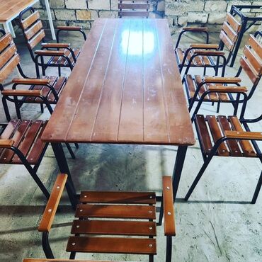 Bağ, çöl masa və oturacaq dəstləri: Yeni, Dördbucaq masa, 4 stul, Açılmayan, Stullar ilə, Taxta, Azərbaycan — 8