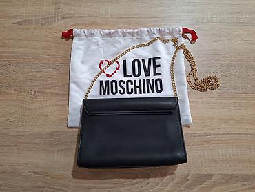 Torbe: Love Moschino crna original torbica s lančićem Prelepa crna elegantna — 6