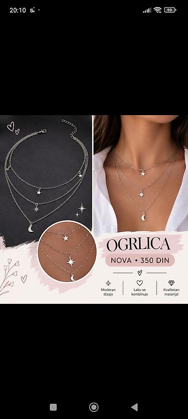 pandora jagodina: Ogrlica – slojeviti lančići sa privescima zvezde i meseca - Trostruki — 1