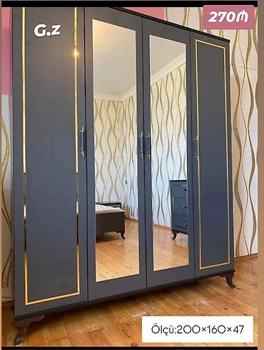 Qarderob dolabı - Model: 4 qapılı, iki böyük güzgülü ön panel - Rəng lalafo.az -da Qarderob dolabı - Model: 4 qapılı, iki böyük güzgülü ön panel - Rəng