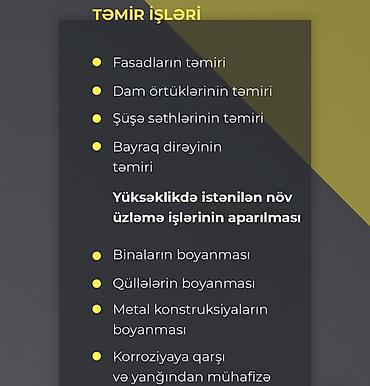Fasad işləri: Peşəkar sənaye alpinist xidməti – alpinist.az İxtisaslaşma: - Reklam — 4