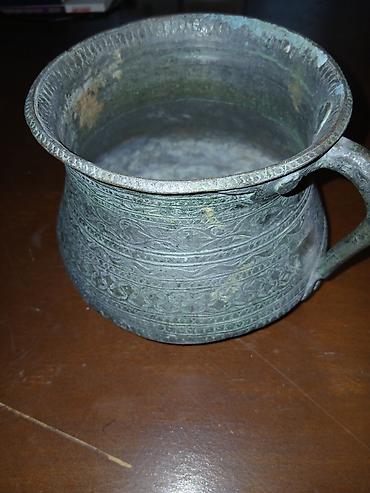 mis şunur: Qədimi Mis qab – oyma naxışlı, qulplu 1900 il - Material: tökmə mis - — 4