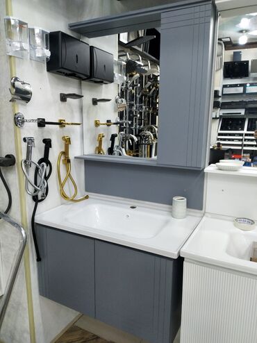 душевая кабина ош: Modern vanna otağı mebeli dəsti - Rəng: tünd boz (mat) - Komplekt