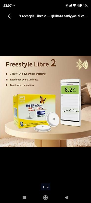 şamlar: Freestyle Libre 2 — fasiləsiz qlükoza monitorinq sistemi - Abbott — 1