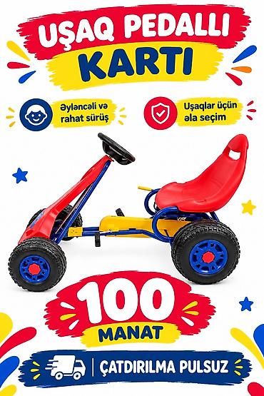 Uşaq pedallı kart - Rəngarəng dizayn: qırmızı-göy-sarı kombinasiyası