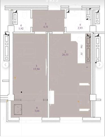 1114: 2 комнаты, 47 м², АУЦА Элитка, 12 этаж, ПСО (под самоотделку) — 1