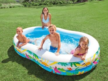 надувной бассейн цена: Детский надувной бассейн 262х160х46 см "Лагуна" 700 л, от 3 лет (Intex