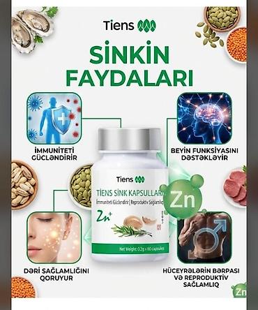 tuheksan kapsul: Tiens Sink Kapsulları – Zn+ Məhsul: Sink (Zn) tərkibli qida əlavəsi — 1