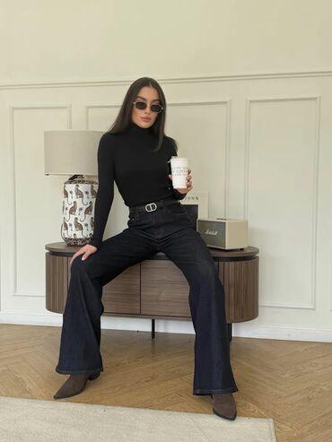 джинсы высокая посадка: Жынсылар, Zara, Италия, Бели өйдө, L (EU 40)