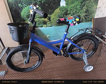 grand bicycle: Uşaq velosipedi – 16” təkərlər - Rəng: mavi gövdə, qara detallar - — 1