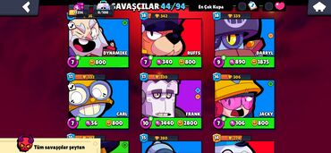 PS2 & PS1 (Sony PlayStation 2 & 1): Brawl Stars oyun hesabı müxtəlif döyüşçüləri, kubokları və digər