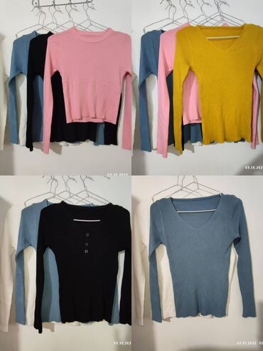 спортивное оборудование: Женские трикотажные лонгсливы/джемперы в рубчик цена 250сом