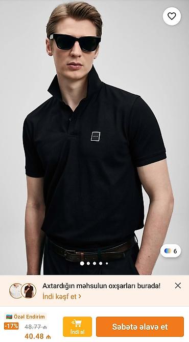 lufian: Lufian polo köynəyi – qara rəng - Minimalist dizayn, sinə hissəsində — 1