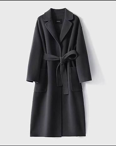 Пальто: Женское пальто-халат темно-серого цвета - Крой: свободный, длина — 2