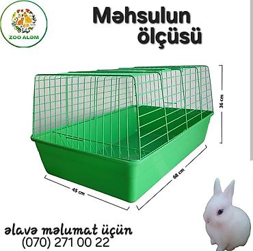 Грызуны: Dovşan qəfəsi - Ölcü: 68 × 45 × 36 sm - Material: möhkəm metal — 2