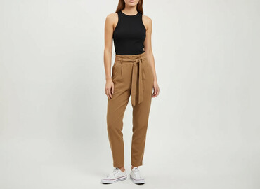 materiałowe spodnie z wysokim stanem: H&M, Spodnie damskie, rozmiar XS
